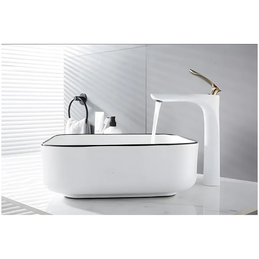 White Gold Basin Mixer Tap 12 inch Hot and Cold 2 Pipes Box Pack