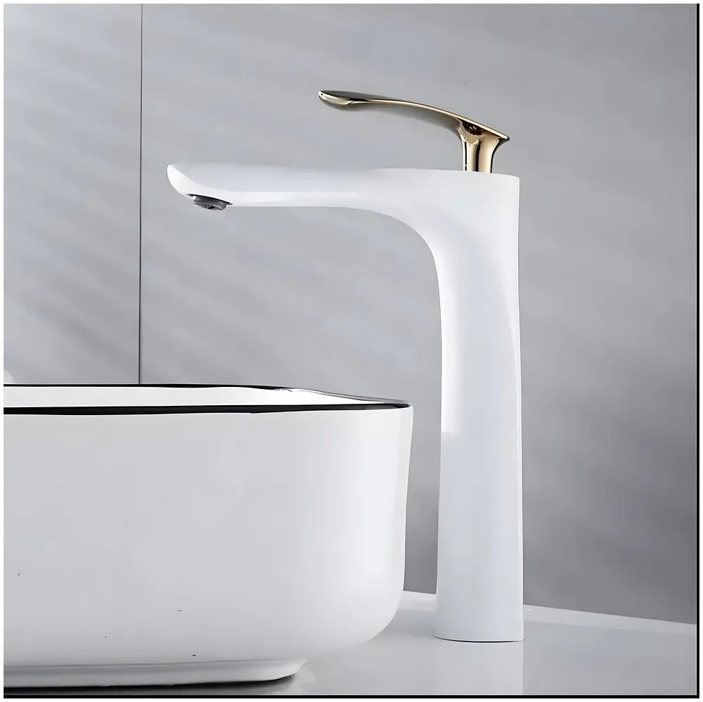 White Gold Basin Mixer Tap 12 inch Hot and Cold 2 Pipes Box Pack