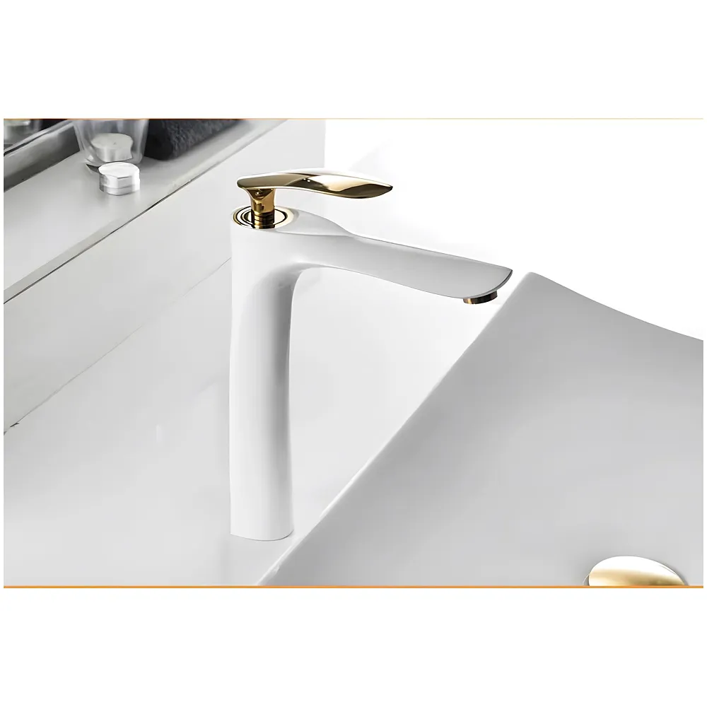 White Gold Basin Mixer Tap 12 inch Hot and Cold 2 Pipes Box Pack