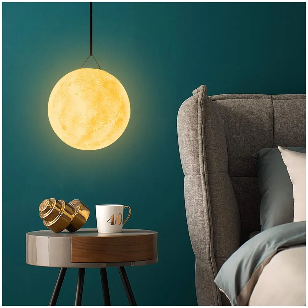 Upgraded Award Winning Moon Lamp Moon Light Touch Control Brightness 5.9 Inch 3D Printing Glowing Lunar Lamp Night Light with Stand USB Rechargeable Dimmable 3 Colours