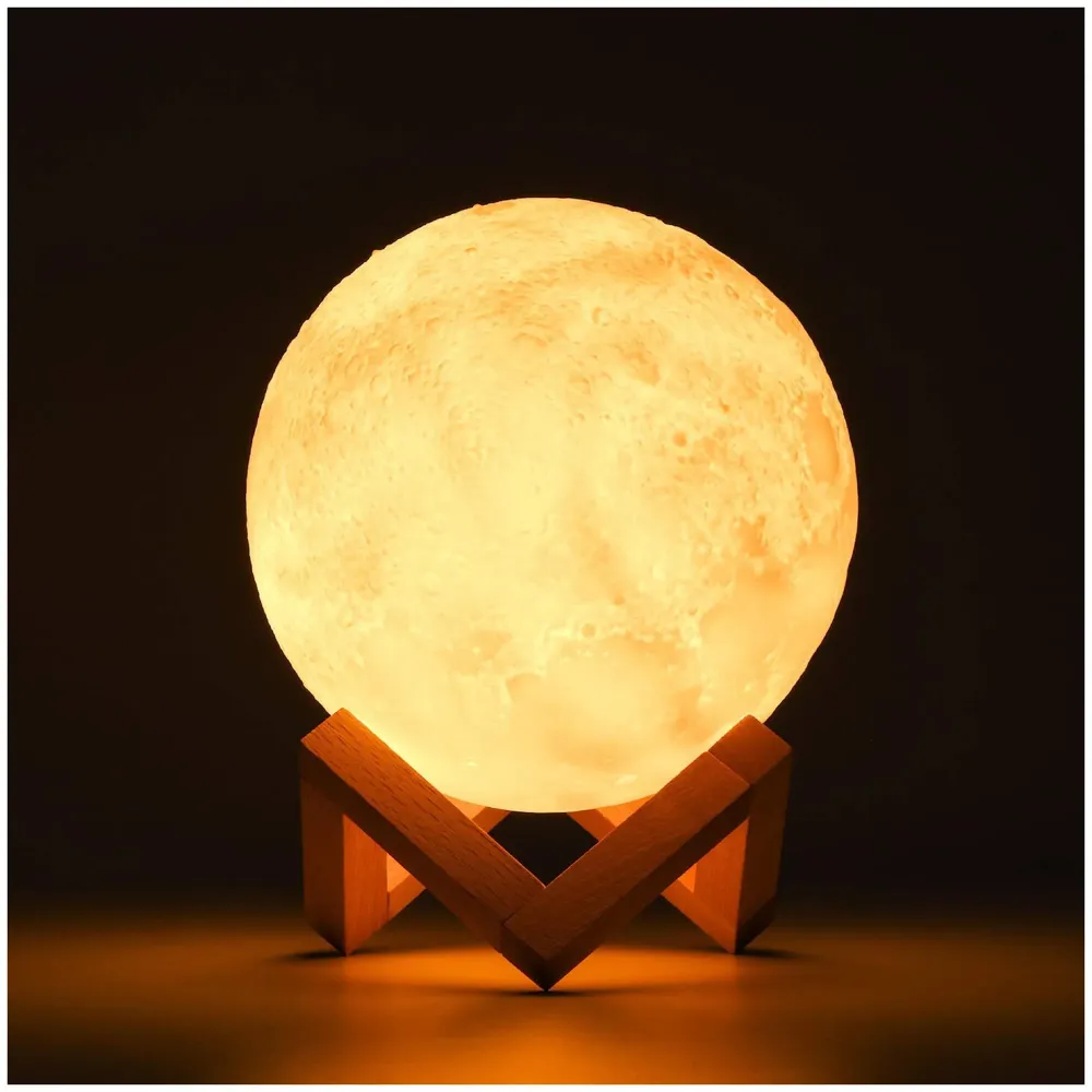 Upgraded Award Winning Moon Lamp Moon Light Touch Control Brightness 5.9 Inch 3D Printing Glowing Lunar Lamp Night Light with Stand USB Rechargeable Dimmable 3 Colours