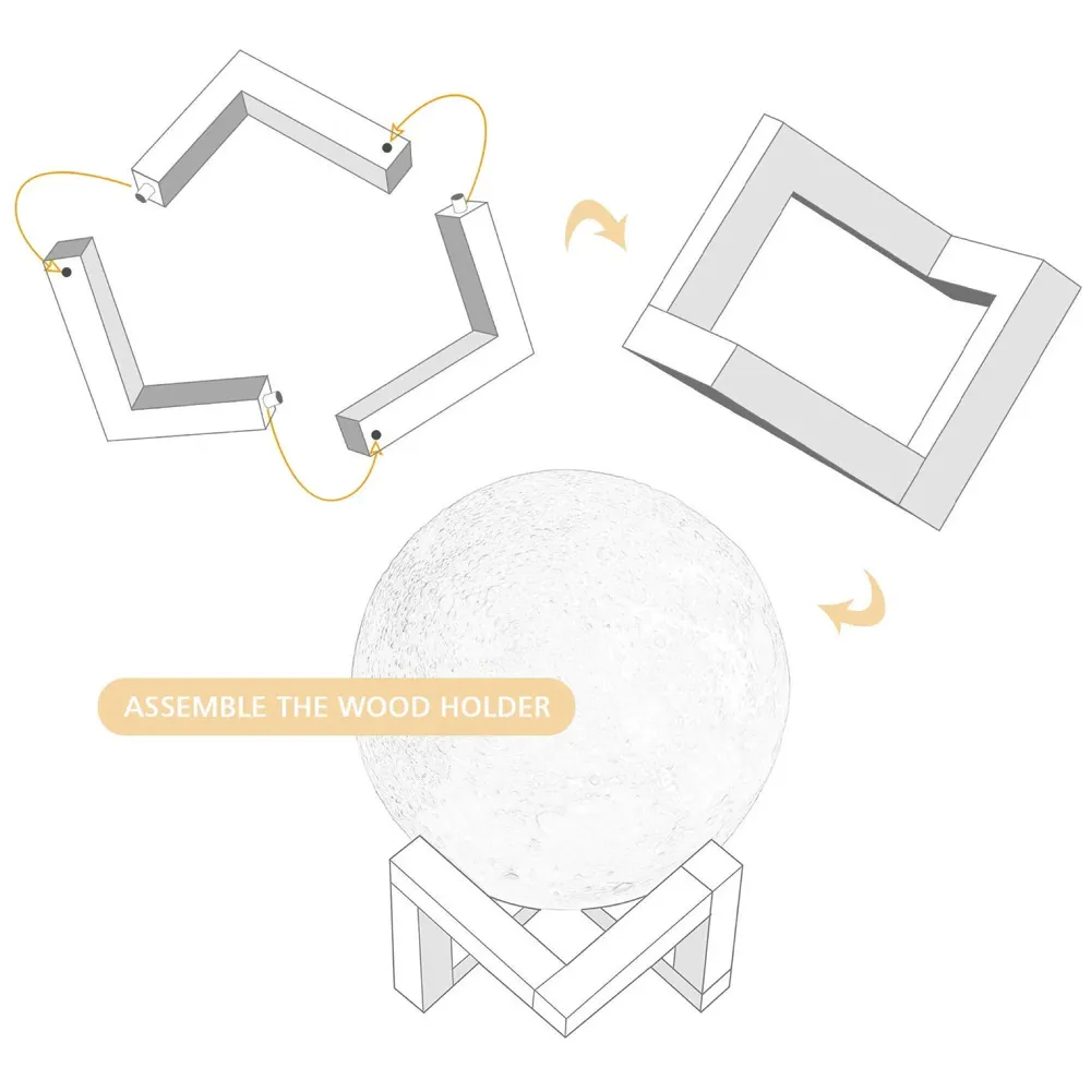 Upgraded Award Winning Moon Lamp Moon Light Touch Control Brightness 5.9 Inch 3D Printing Glowing Lunar Lamp Night Light with Stand USB Rechargeable Dimmable 3 Colours