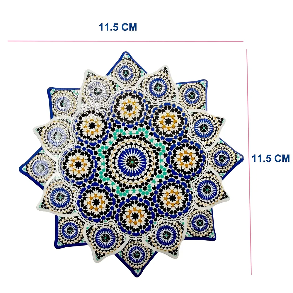 Set of 6 Star Moroccan Ceramic Coasters UV Printed Cork 4.5 inch