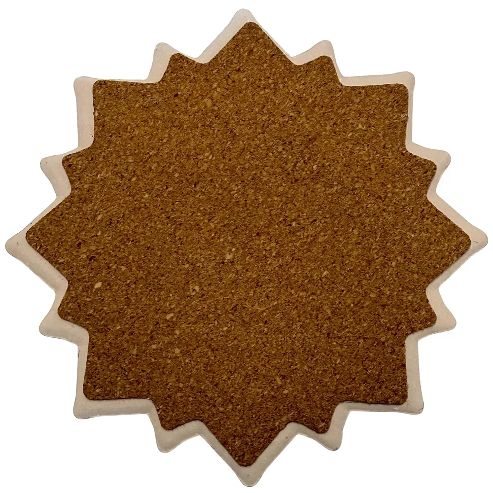 Set of 6 Star Moroccan Ceramic Coasters UV Printed Cork 4.5 inch