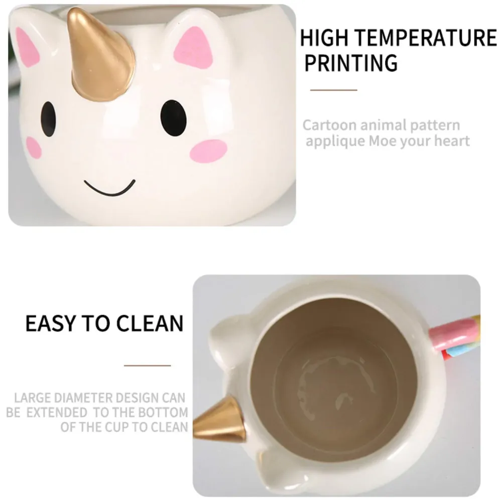 Unicorn Mug 3D Creative Art Coffee Mug Ceramic Milk Cups Travel Mug, Quality Ceramic Mug Gift for Kids, Adults (Unicorn Round)