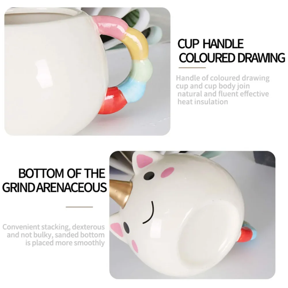 Unicorn Mug 3D Creative Art Coffee Mug Ceramic Milk Cups Travel Mug, Quality Ceramic Mug Gift for Kids, Adults (Unicorn Round)