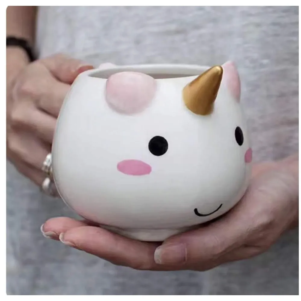 Unicorn Mug 3D Creative Art Coffee Mug Ceramic Milk Cups Travel Mug, Quality Ceramic Mug Gift for Kids, Adults (Unicorn Round)