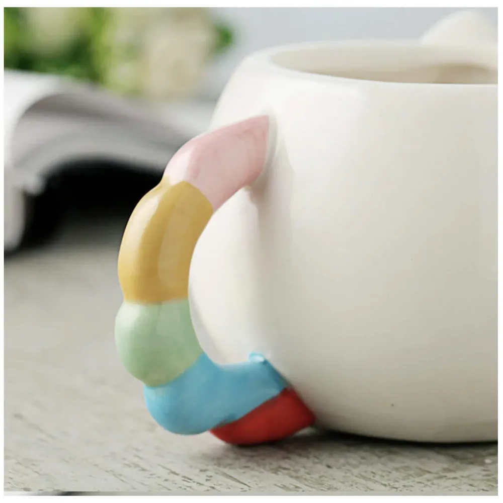 Unicorn Mug 3D Creative Art Coffee Mug Ceramic Milk Cups Travel Mug, Quality Ceramic Mug Gift for Kids, Adults (Unicorn Round)