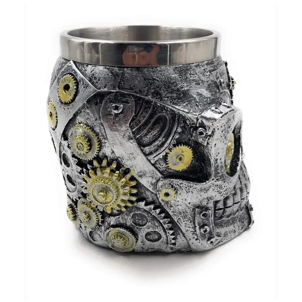 3D Skull Mug Stainless Steel 301-400ml Coffee Tea Cup (Gears)