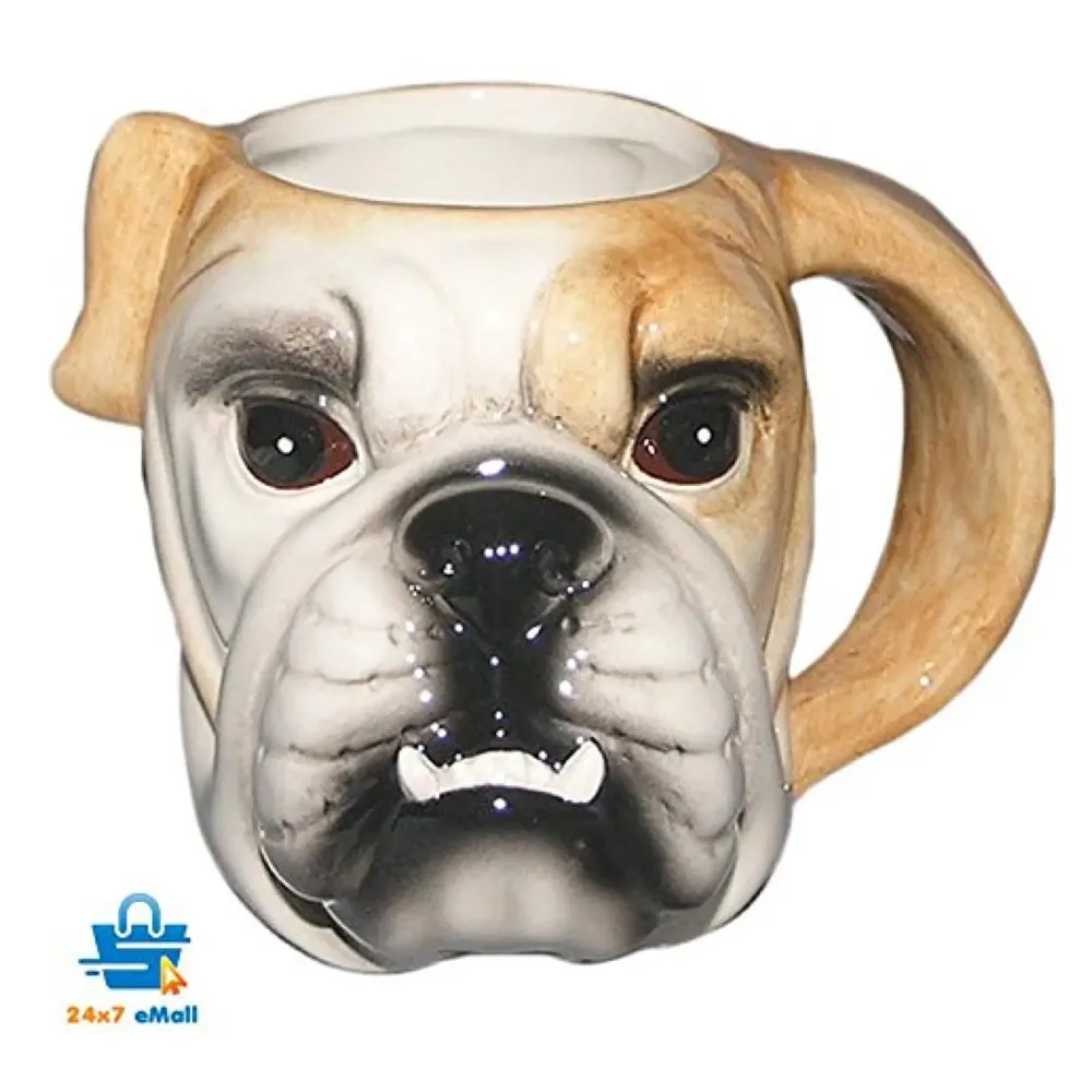 Premium Bull Dog Mug Ceramic Sculpted Coffee Mug 3D with Box