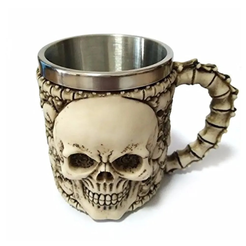 3D Skull Mug Stainless Steel 301-400ml Coffee Tea Cup (Ghost)