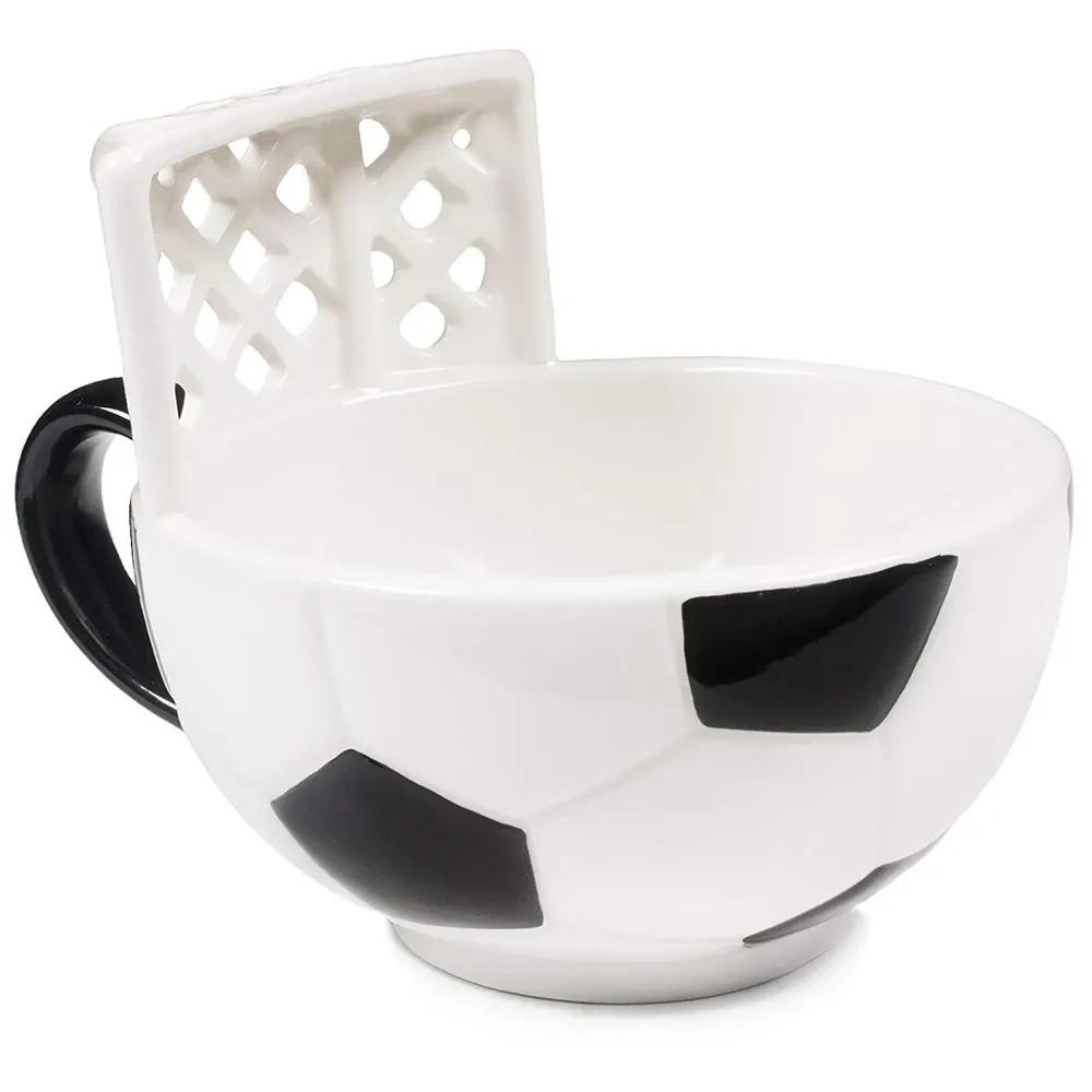 3-D Molded I Cute Animal Ceramic Mug with Spoon and Lid ~ Box Packed and High Detailing (Football)