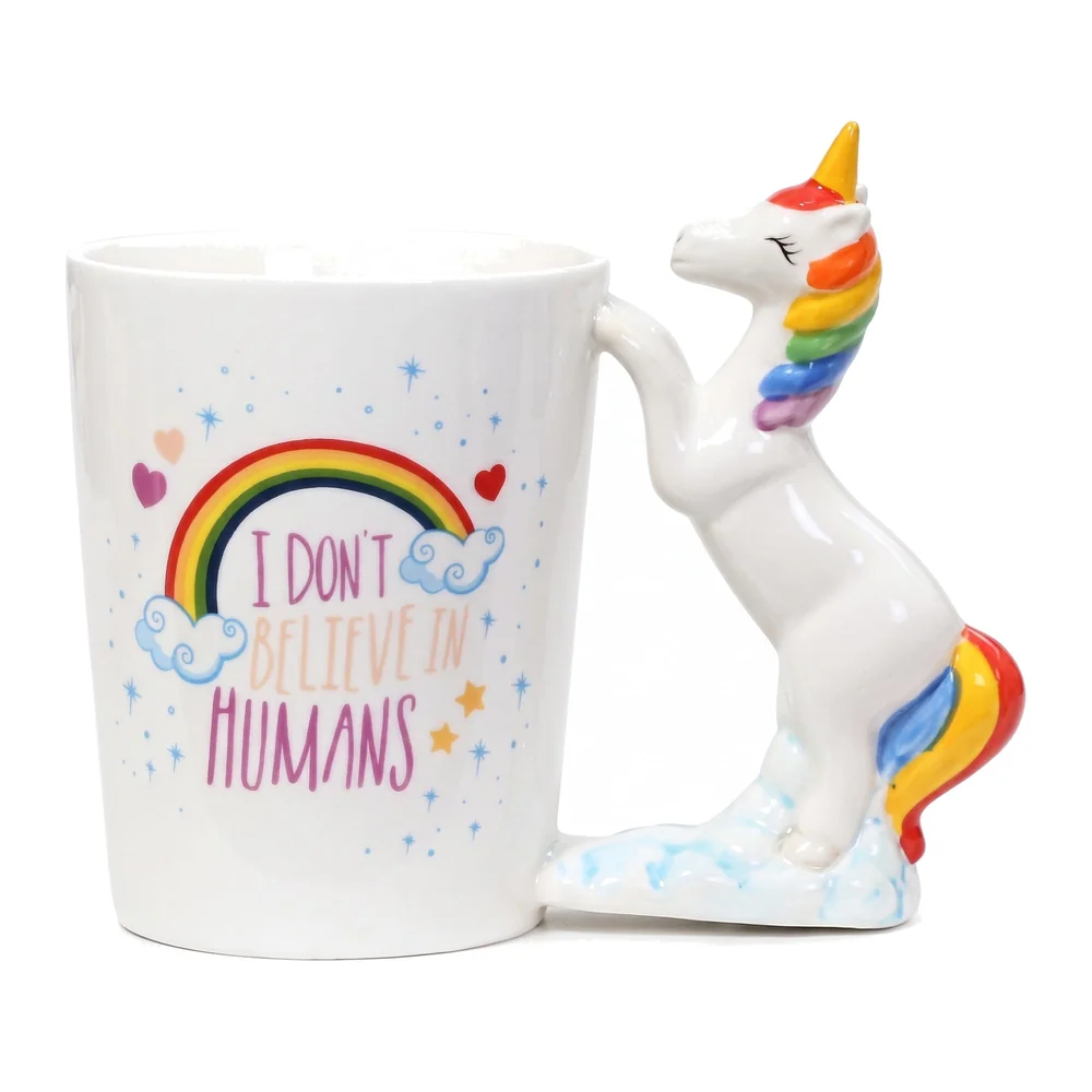 Unicorn Mug 3D Creative Art Coffee Mug Ceramic Milk Cups Travel Mug, Quality Ceramic Mug for Kids - White, 350 ml