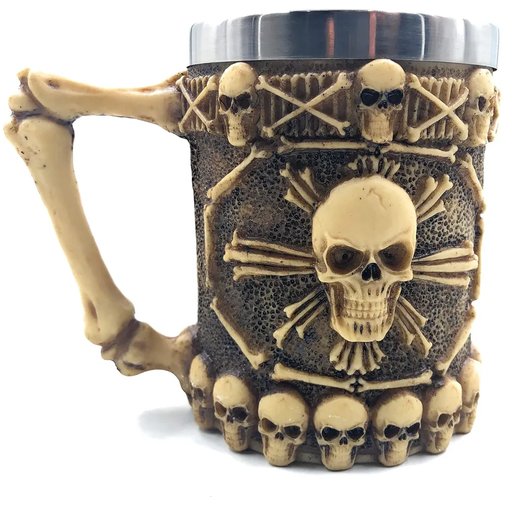 3D Skull Mug Stainless Steel 301-400ml Coffee Tea Cup (Skull Bone)