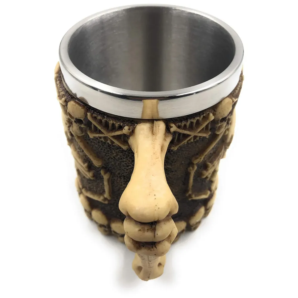 3D Skull Mug Stainless Steel 301-400ml Coffee Tea Cup (Skull Bone)