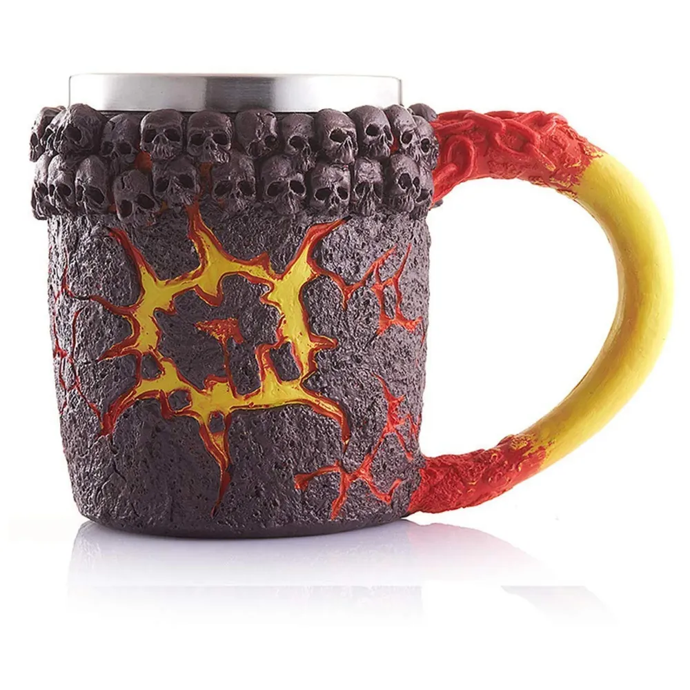 3D Skull Mug Stainless Steel 301-400ml Coffee Tea Cup (Lava)