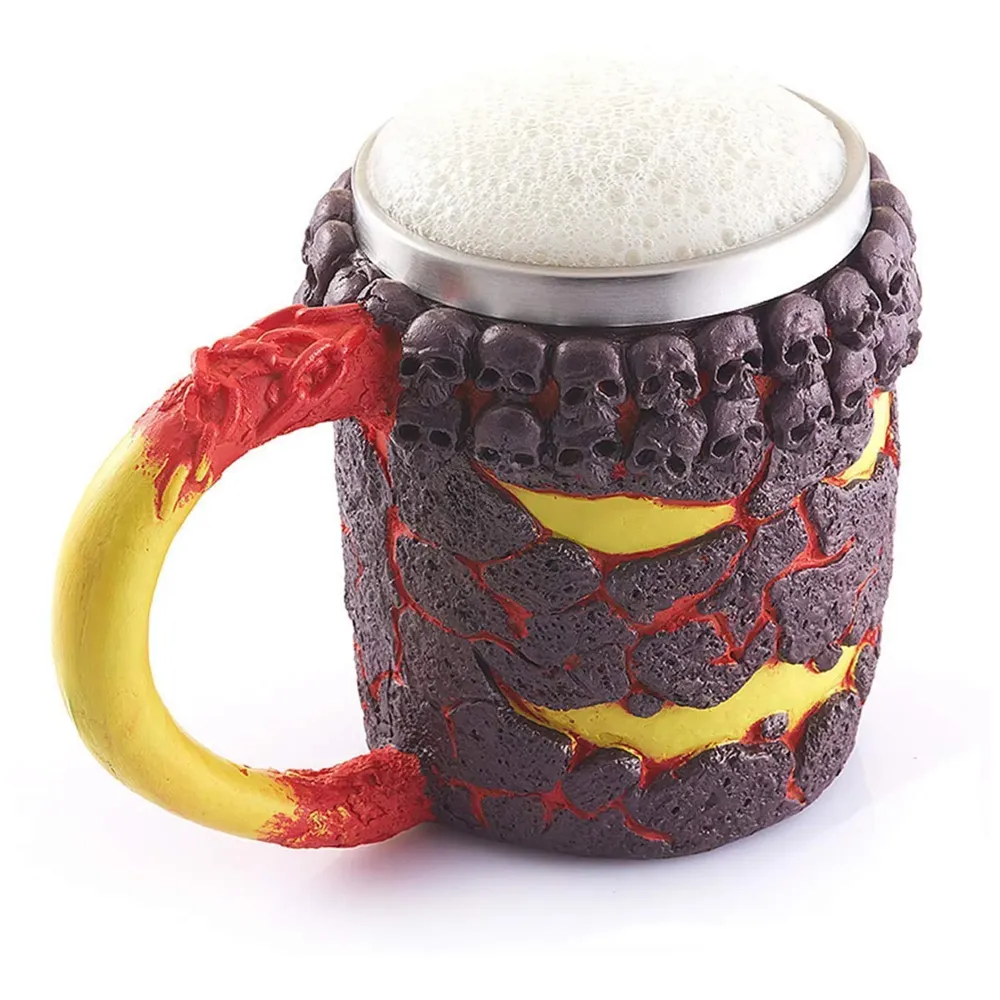 3D Skull Mug Stainless Steel 301-400ml Coffee Tea Cup (Lava)