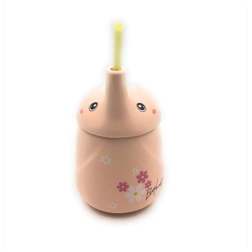 3-D Molded I Cute Animal Ceramic Mug with Spoon and Lid ~ Box Packed and High Detailing (Elephant Pink)