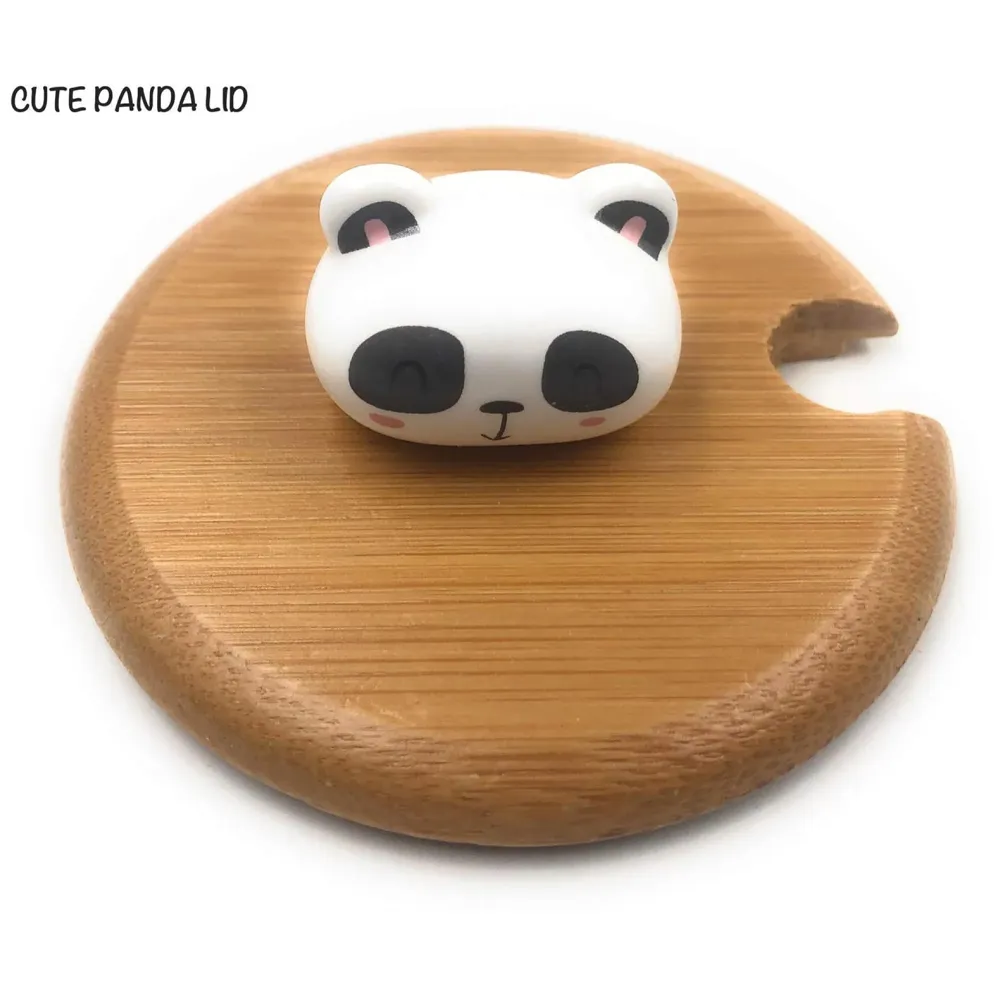 3-D Molded I Cute Animal Ceramic Mug with Spoon and Lid ~ Box Packed and High Detailing (Bamboo A)