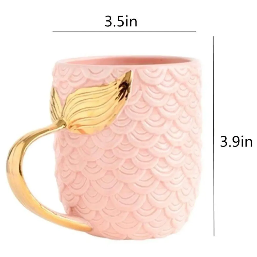 Premium Mermaid 3D Mug Ceramic Sculpted Coffee Mug 3D with Box Pink