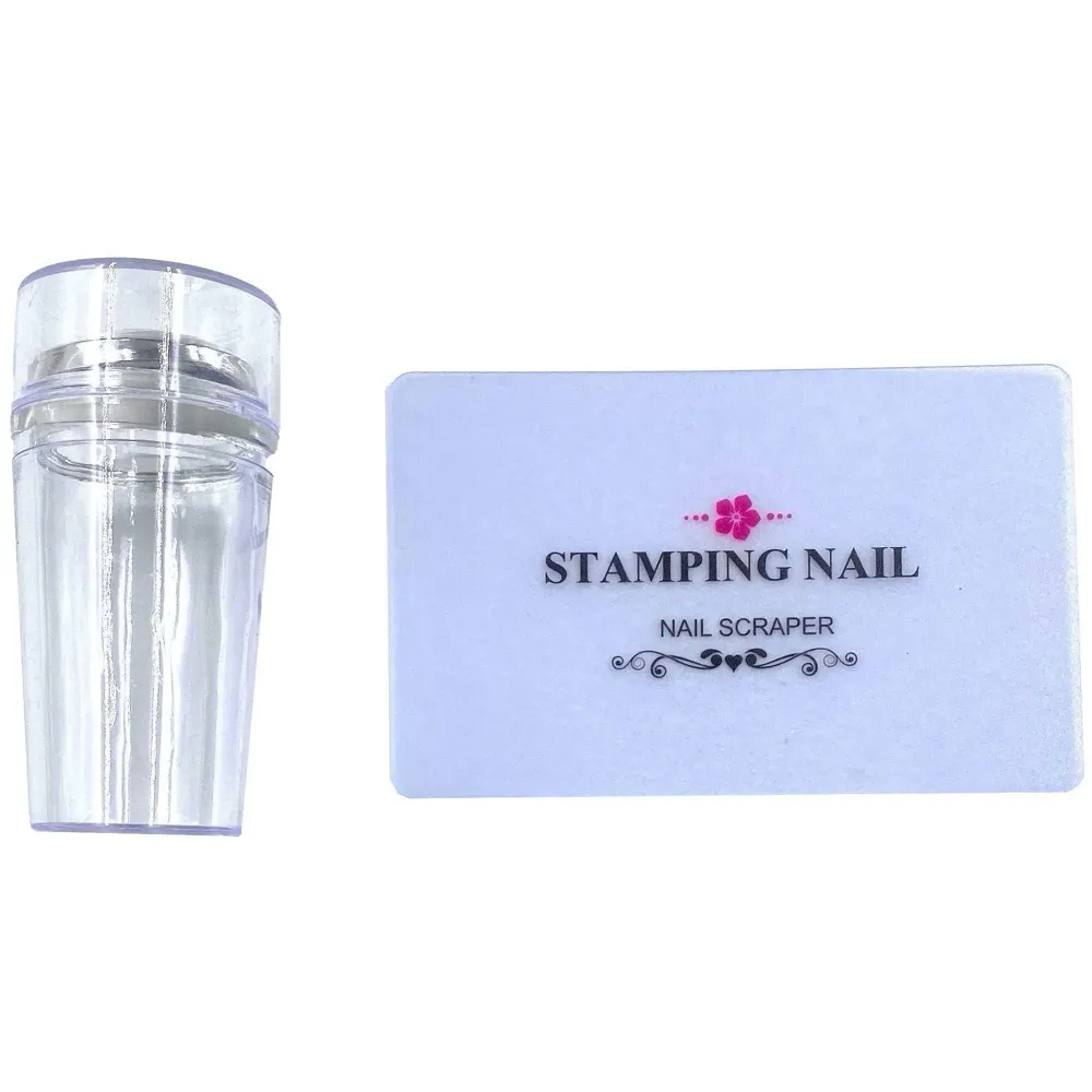 Nail Art 10 Pcs Nail Stamping Plates With Stamper And Scraper and 2 Stamping Polish 12 x 6 Cm (10 Nail Plates, 2 polish)