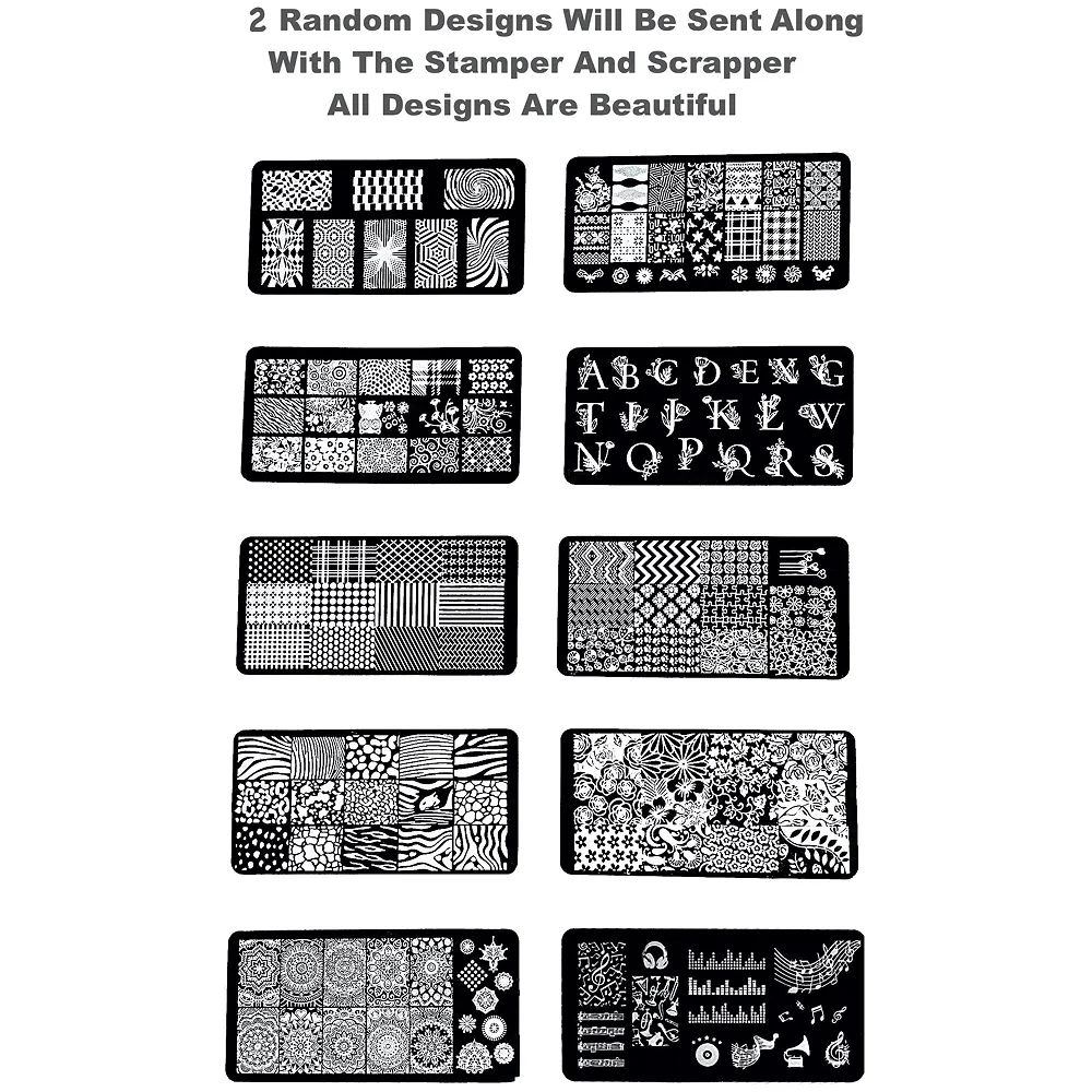 2 Pcs Nail Art Stamping Plates 12 x 6 cm Deep Engraved Stamper