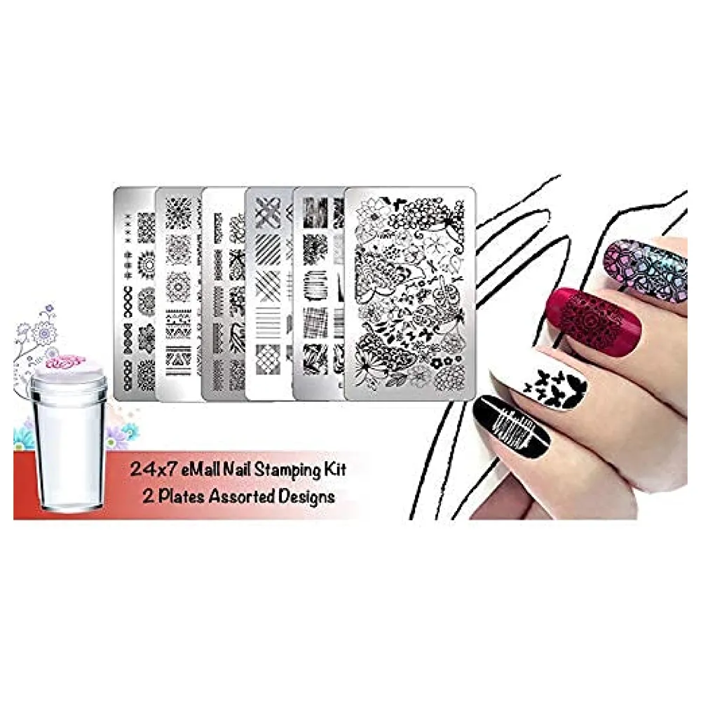 2 Pcs Nail Art Stamping Plates 12 x 6 cm Deep Engraved Stamper