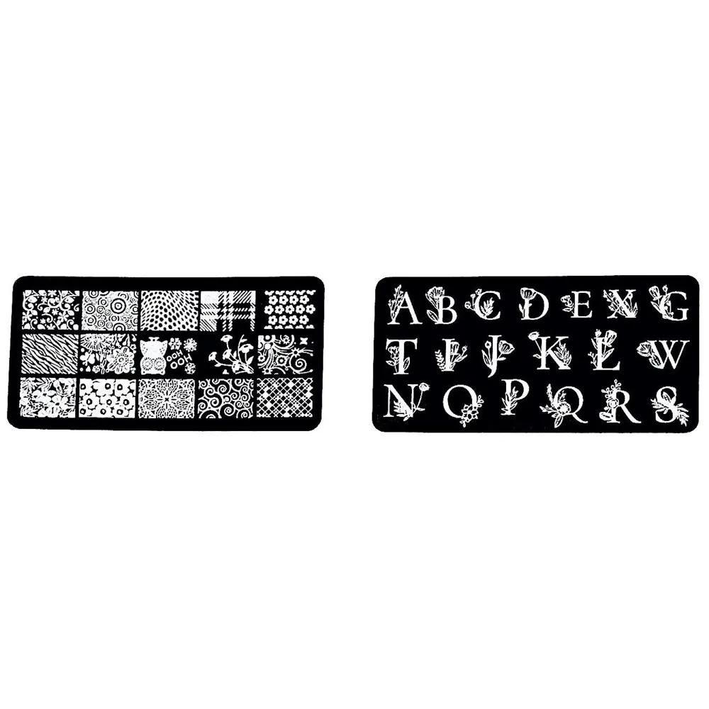 Plastic 4 Pieces Nail Art Kit with Stamper and Scraper Included (Random Designs) Perfect for Beginners