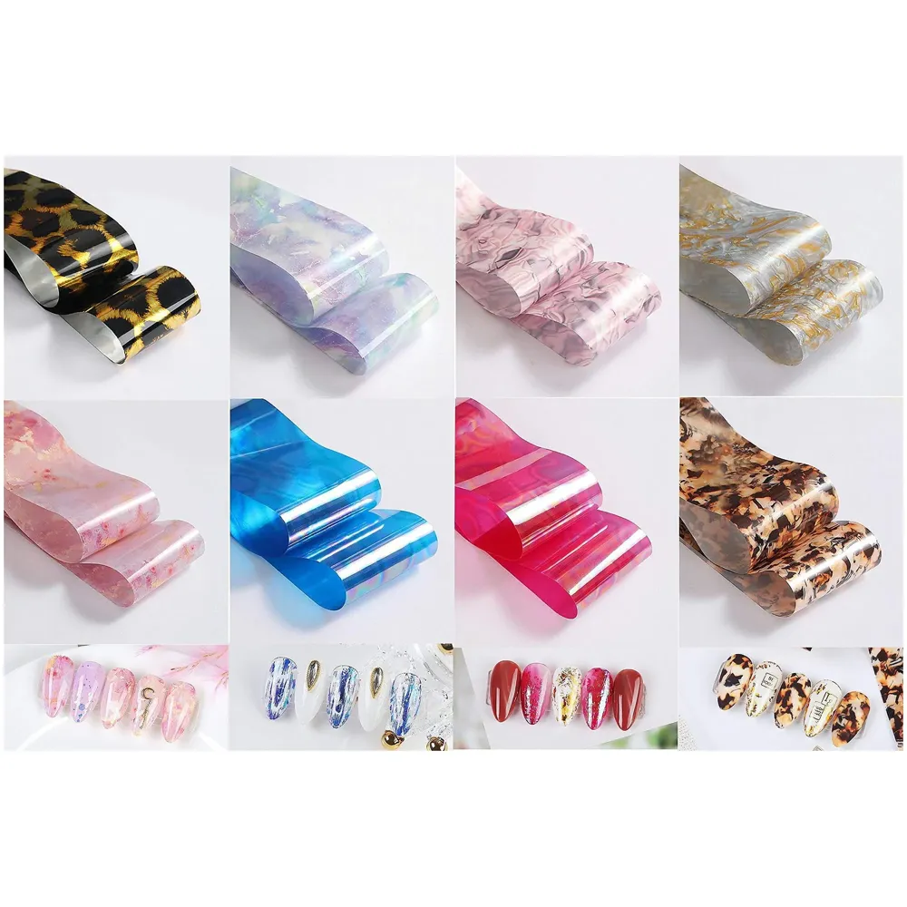 Nail foil Set For Nail Art, 10 Rolls, Easy To Use Complete Kit For Beginners.