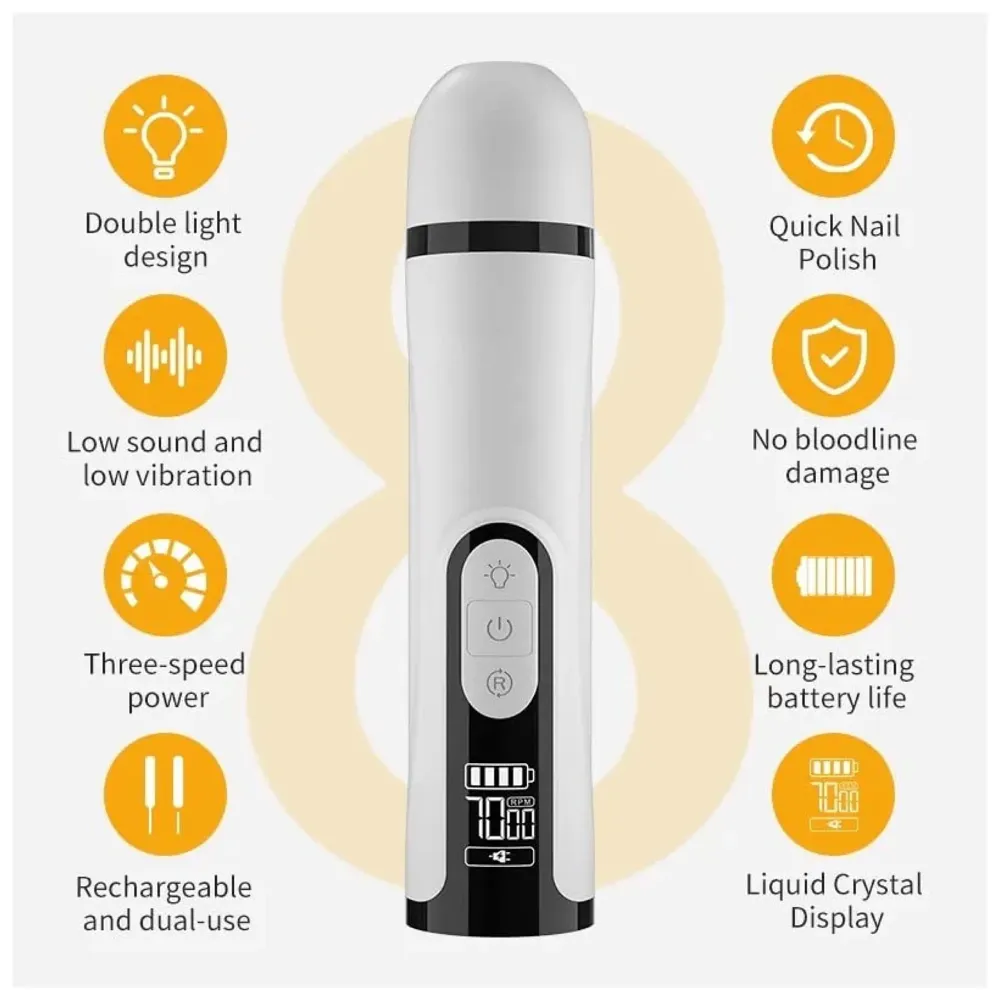 Pet Nail Grinder for Small and Large Dogs and Cats, the Dog Nail Grinder Upgraded Version LCD Display - 2 LED Lights - 3 Speed Modes Electric Pet Nail Trimmer