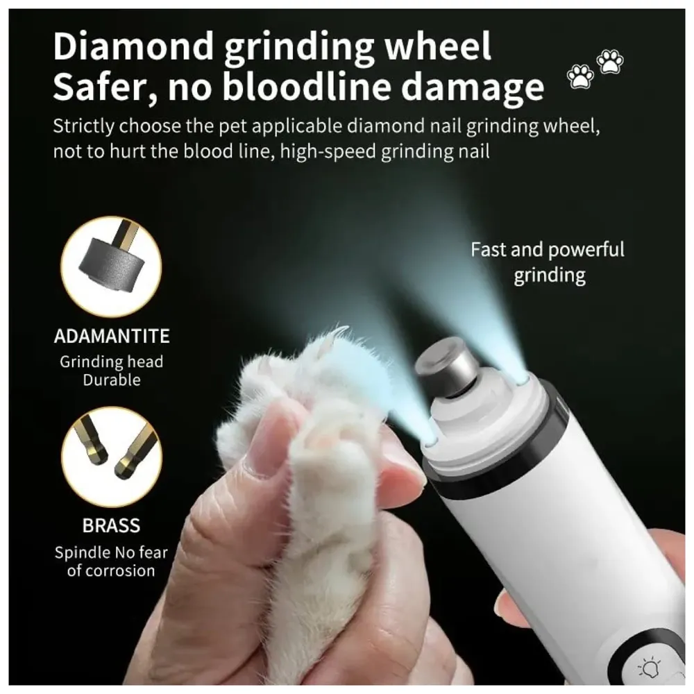 Pet Nail Grinder for Small and Large Dogs and Cats, the Dog Nail Grinder Upgraded Version LCD Display - 2 LED Lights - 3 Speed Modes Electric Pet Nail Trimmer