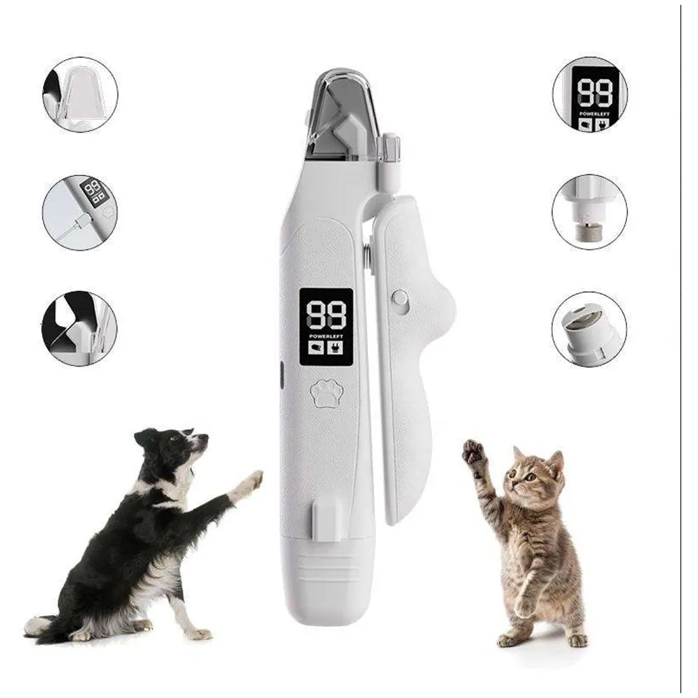 Pet Nail Cutter Clipper Grinder 2 in 1 LED Light 18 cm Dog Cat