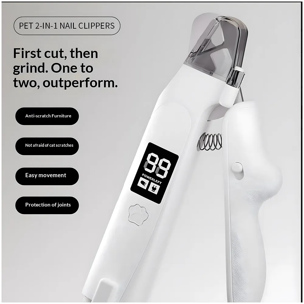 Pet Nail Cutter Clipper Grinder 2 in 1 LED Light 18 cm Dog Cat