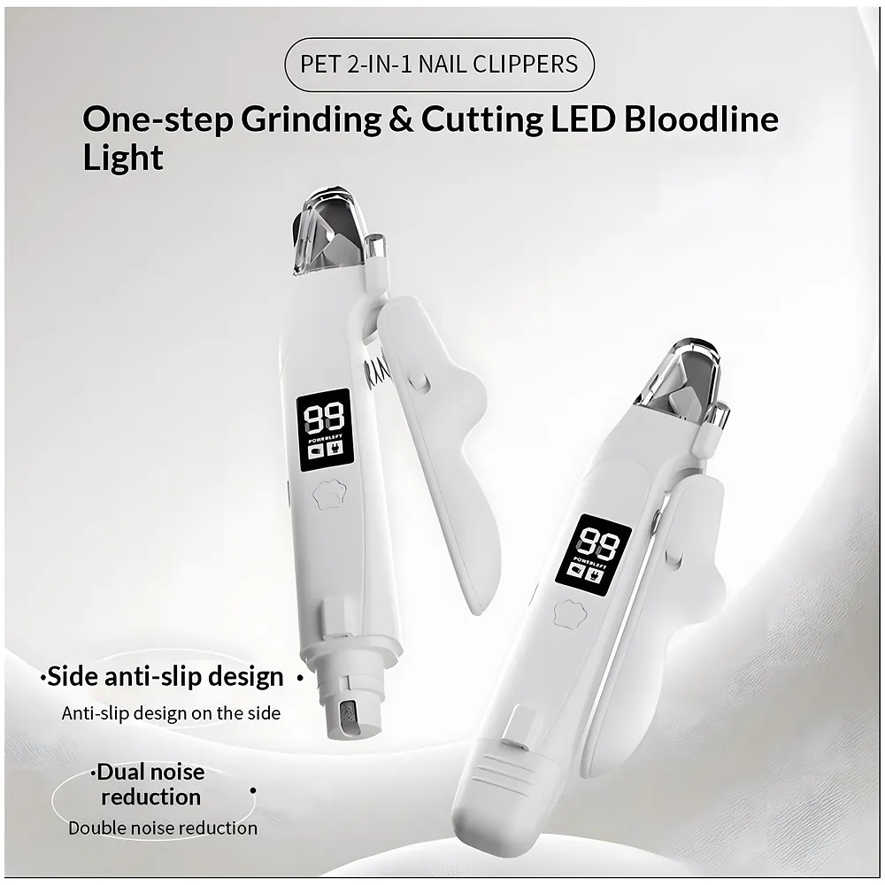 Pet Nail Cutter Clipper Grinder 2 in 1 LED Light 18 cm Dog Cat