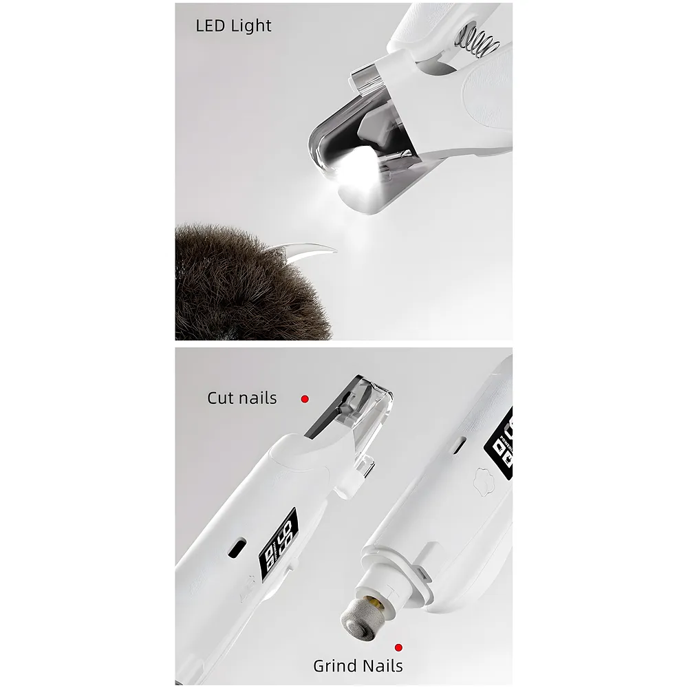 Pet Nail Cutter Clipper Grinder 2 in 1 LED Light 18 cm Dog Cat