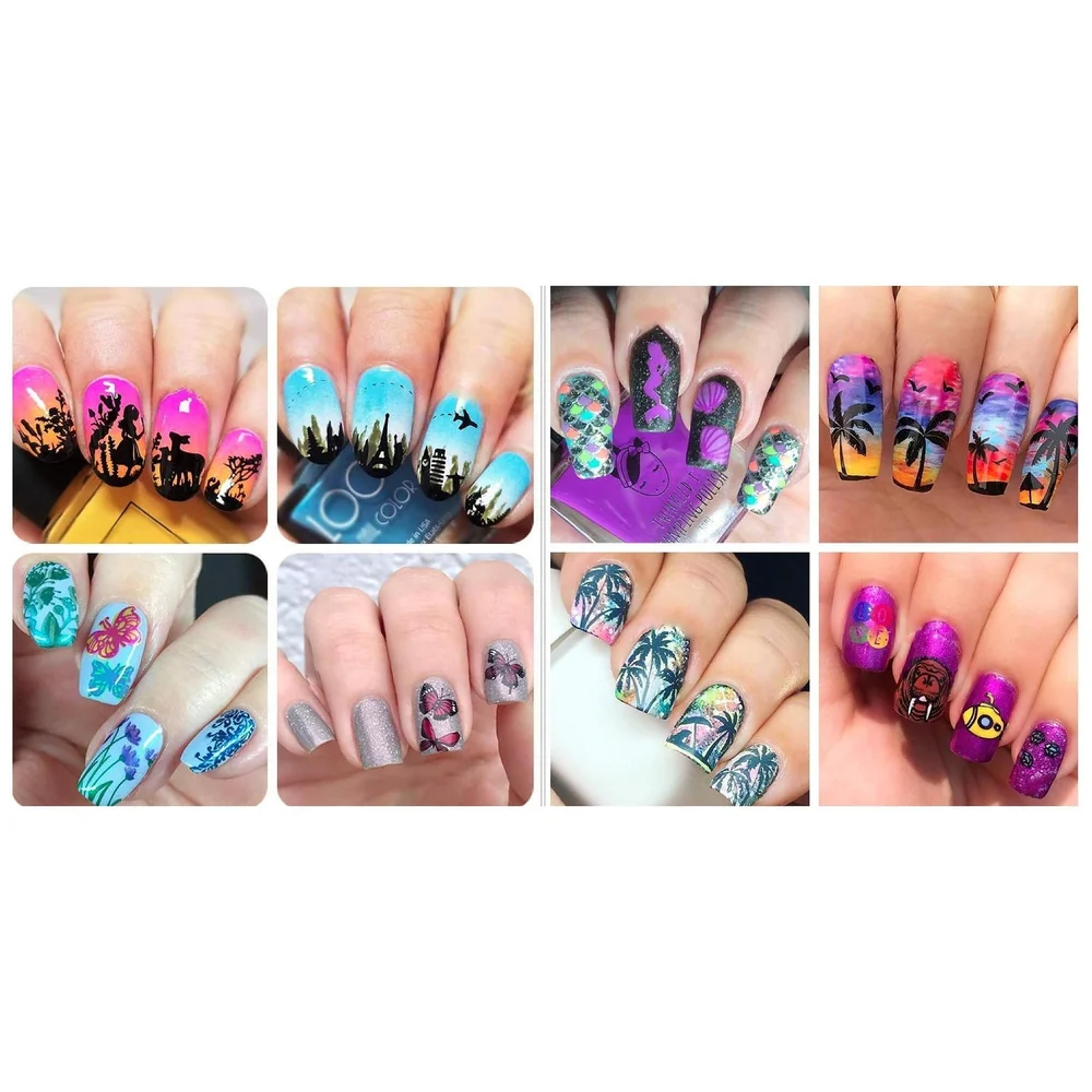 Nail Art Set 2 Pc Stamping Plate with Stamper and Scraper Kit