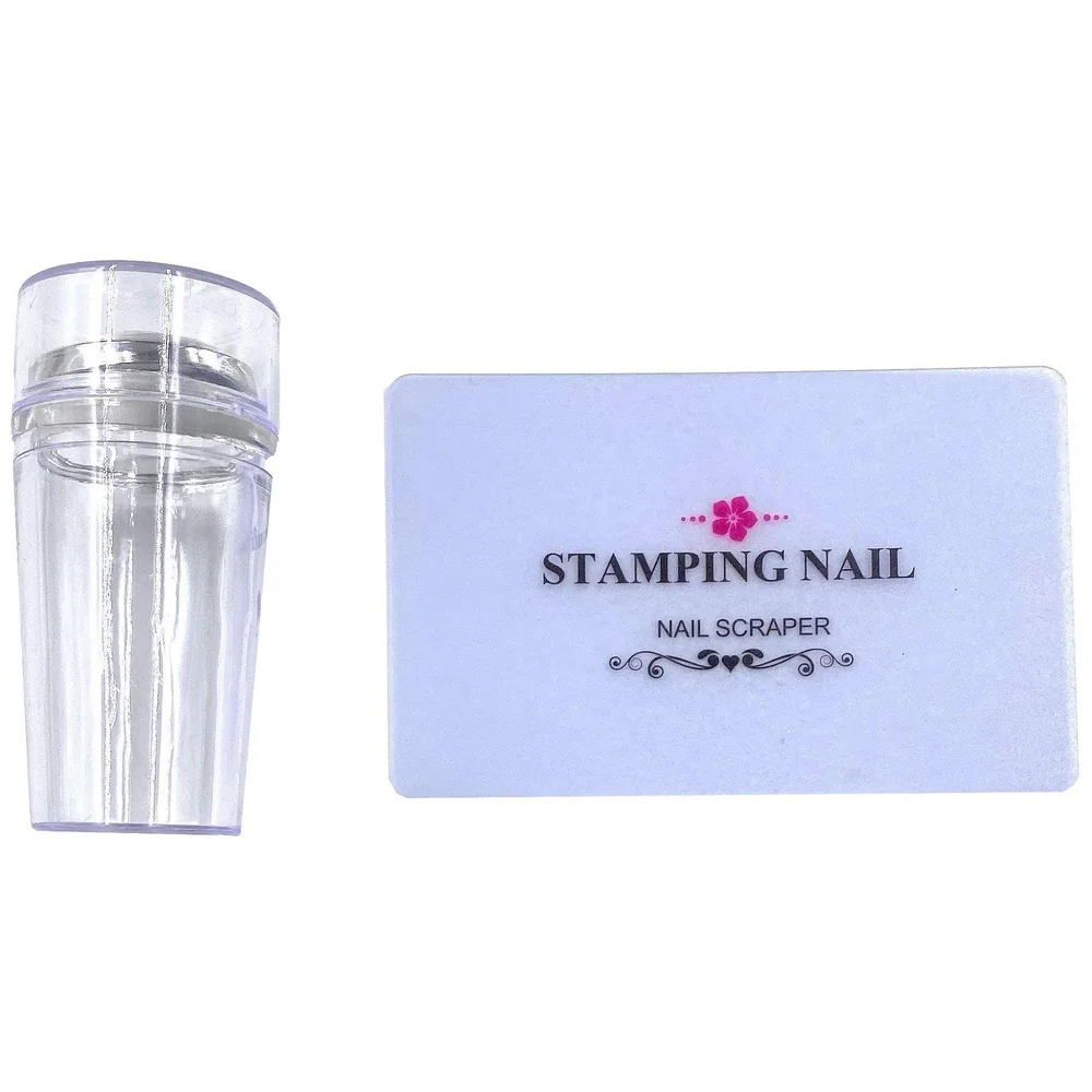 Nail Art Set Kit with 2 Plates Stamper and Scraper All in One