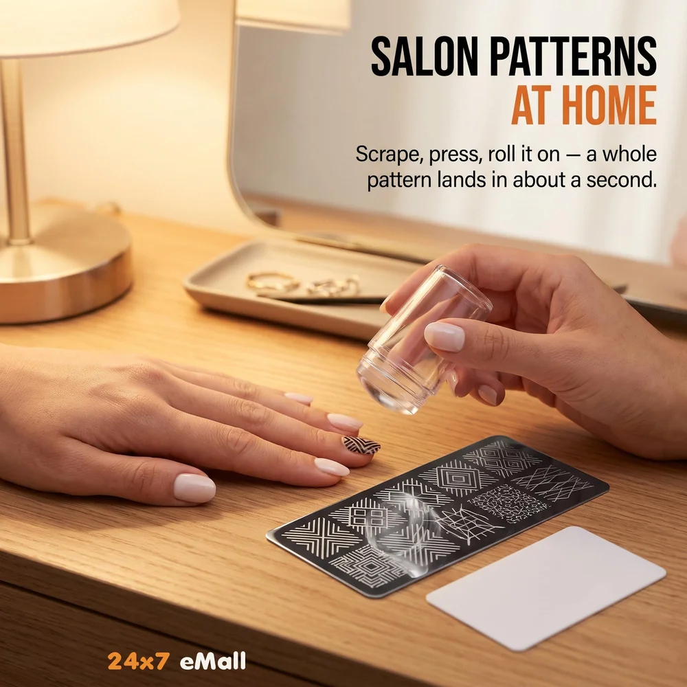 Nail Art Stamping Kit with 2 Stamping Image Plates With Stamper And Scrapper Perfect For Beginners. Mixed Designs With Random Plates