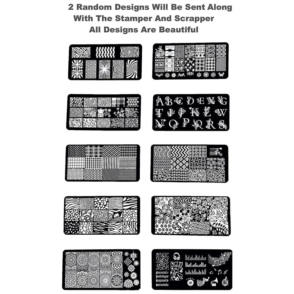 Nail Art Kit Complete Set 2 Image Plates 12 x 6 cm with Stamper Premium