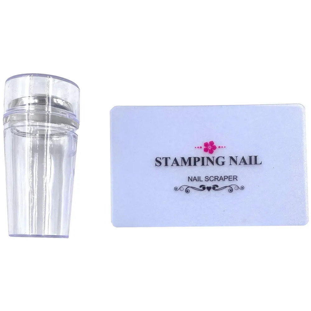 Plastic Nail Art Stamping Kit 2 Stamping Image Plates With Stamper And Scrapper Random Designs. , Pack of 1