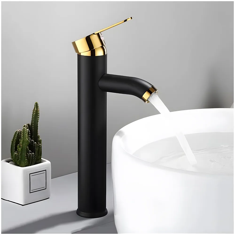 Black Gold Tall Faucet Single Lever Basin Mixer 12in Bathroom