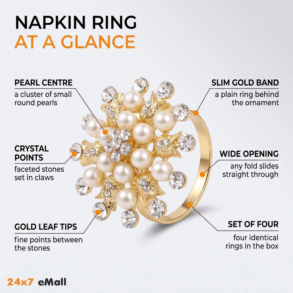 4 Pack Gold Napkin Rings Gold Diamond Hollow Out Metal Napkin Ring Set, Gold Napkin Holder Table Decorations, 1.77 inch Napkin Ring Buckles for Homes Restaurants Guest Wedding Party