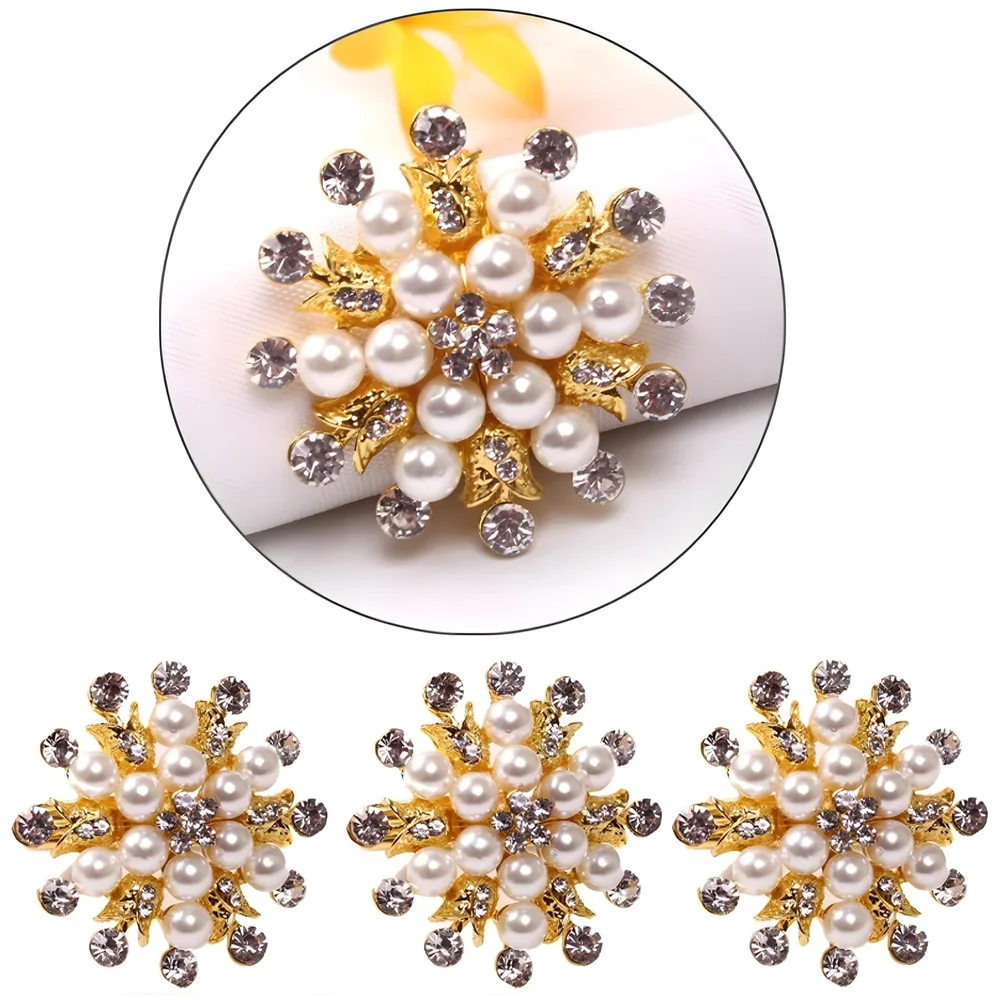 4 Pack Gold Napkin Rings Gold Diamond Hollow Out Metal Napkin Ring Set, Gold Napkin Holder Table Decorations, 1.77 inch Napkin Ring Buckles for Homes Restaurants Guest Wedding Party