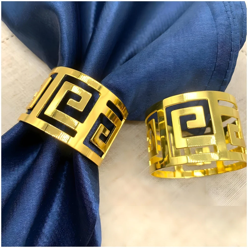 4 Pack Gold Napkin Rings, Hollow Out Metal Napkin Ring Set, Gold Napkin Holder Table Decorations, 1.77 inch Napkin Ring Buckles for Homes Restaurants Guest Wedding Party
