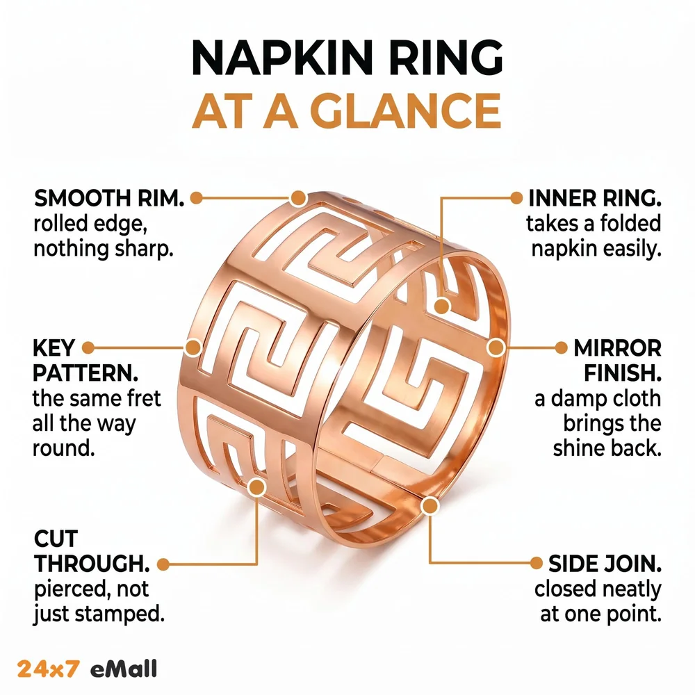 6 Pack Rose Gold Napkin Rings, Hollow Out Metal Napkin Ring Set, Napkin Holder Table Decorations, 1.77 inch Napkin Ring Buckles for Homes Restaurants Guest Wedding Party