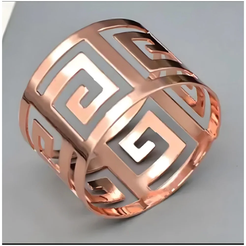 6 Pack Rose Gold Napkin Rings, Hollow Out Metal Napkin Ring Set, Napkin Holder Table Decorations, 1.77 inch Napkin Ring Buckles for Homes Restaurants Guest Wedding Party
