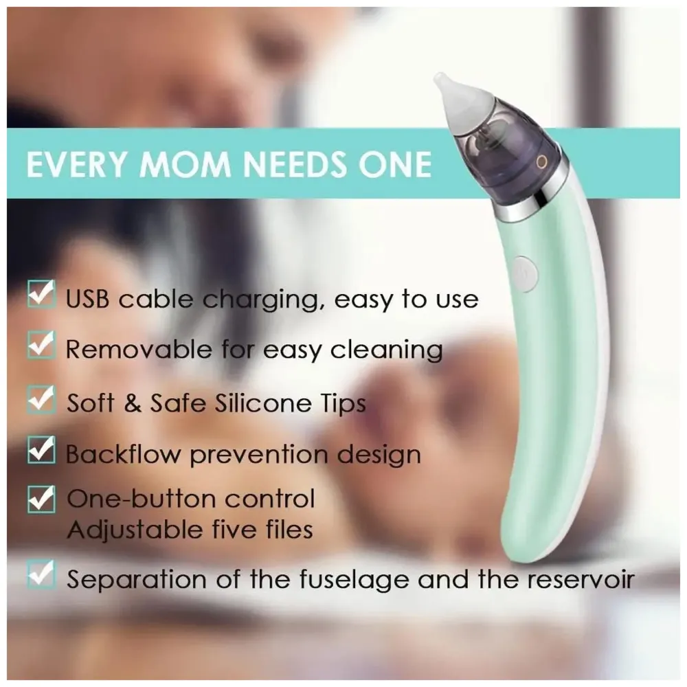 Electric Baby Nasal Aspirator Safe Baby Nose Cleaner Easy Operated Nose Sucker - Relieve Blocked Nose for Babies Infants Toddlers Portable