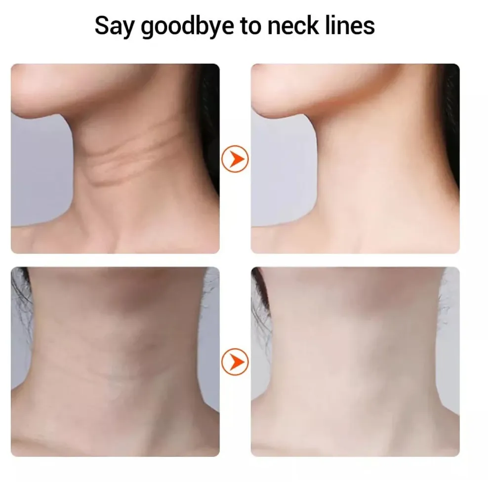 Neck Massager, EMS Microcurrent Vibration Anti Wrinkles Massager Skin Lifting Tightening Device, 3 Color LED Photon Therapy Beauty Device, Neck Care gua sha Double chin Reducer