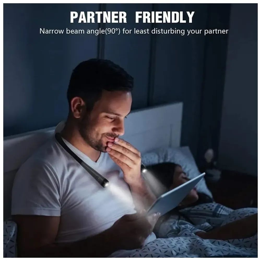 Neck Reading Light LED, 3 Colors, 6 Brightness Levels, Bendable Arms, Rechargeable, Long Lasting, Perfect for Reading, Knitting, Camping, Repairing