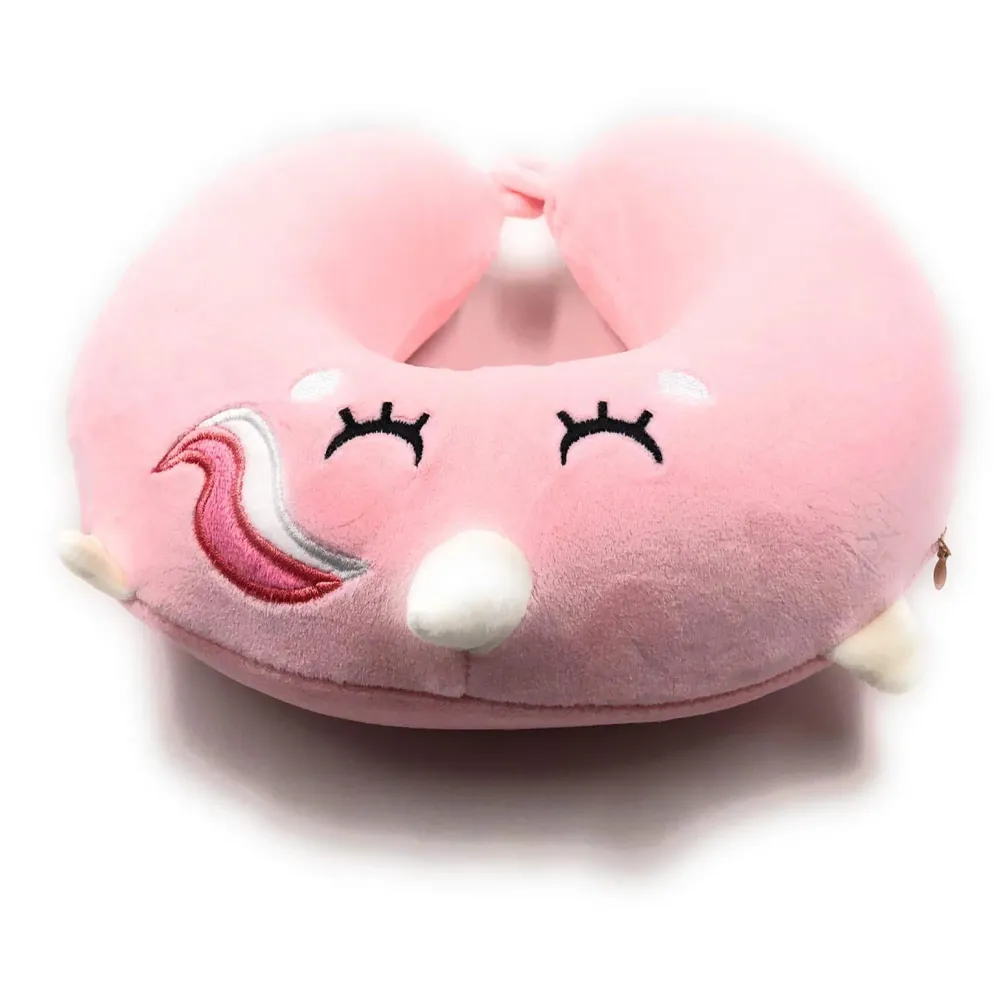Velvet Neck Pillow (Set of 3) (Pink_neck pillow)